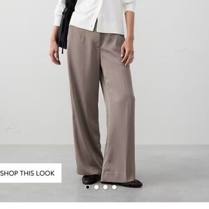 Wide-Leg High-Rise Satin Trouser in Mocha Latte